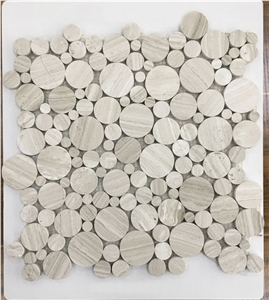 Wooden White Varified Penny Round Mosaic Tiles