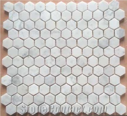 Hexagon Mosaic 25mm Bianco Carrara Honed From Australia