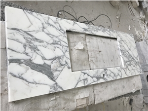 Arabescato Italian Carrara Marble Big Flower Bathroom Vanity Tops