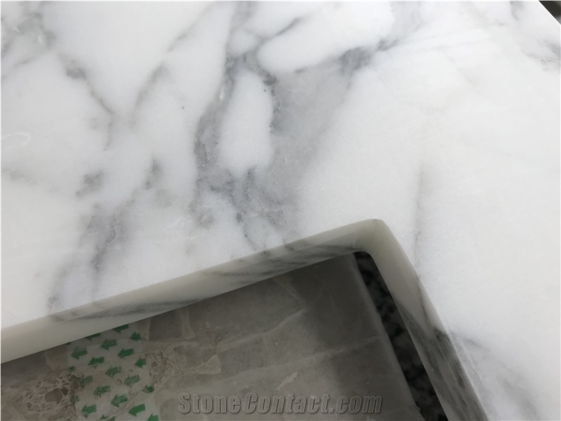 Arabescato Italian Carrara Marble Big Flower Bathroom Vanity Tops