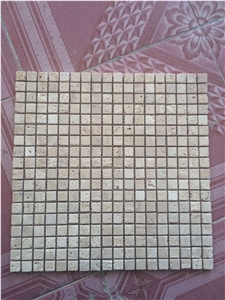 Beige Travertine Square Mosaics,Interior Bathroom Floor Tiles
