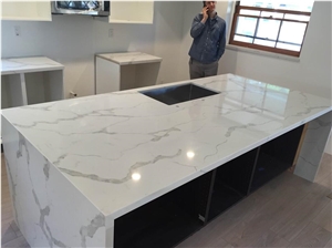 Biaco Calacatta White Quartz Grey Kitchen Countertops Worktops Bar Top