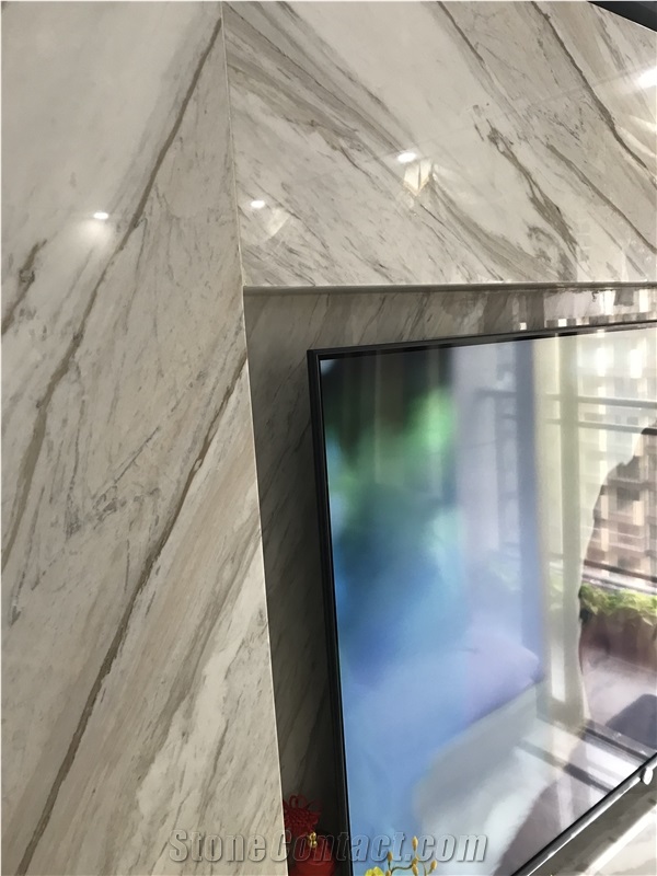 Greece Volakas White Marble Tv Background Wall Interior Design