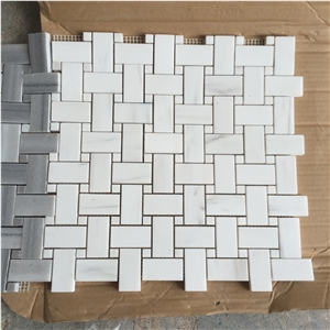 Wooden Marble Mosaics Tiles,White and Grey,Bathroom Floor Tiles