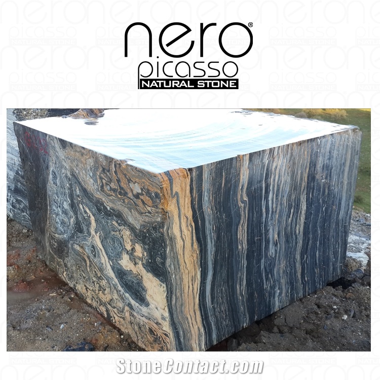 Nero Picasso Gold Marble Block