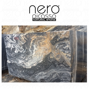 Nero Picasso Gold Marble Block