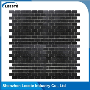 Arabesque Black Marble 1"X2" Brick Mosaic Tile