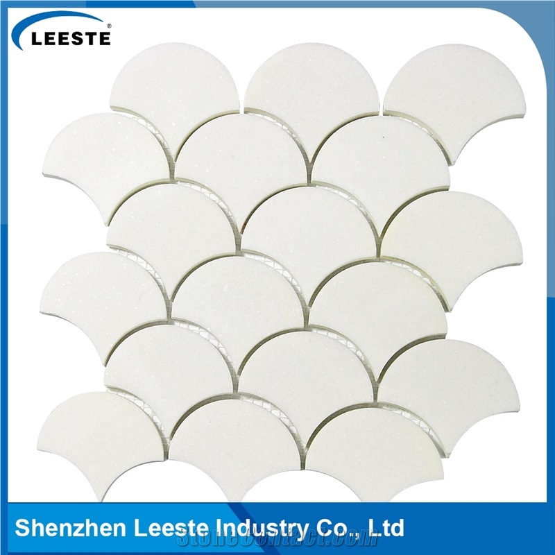 Building Materials Polished Fan Shape Pattern Thassos Marble Tile