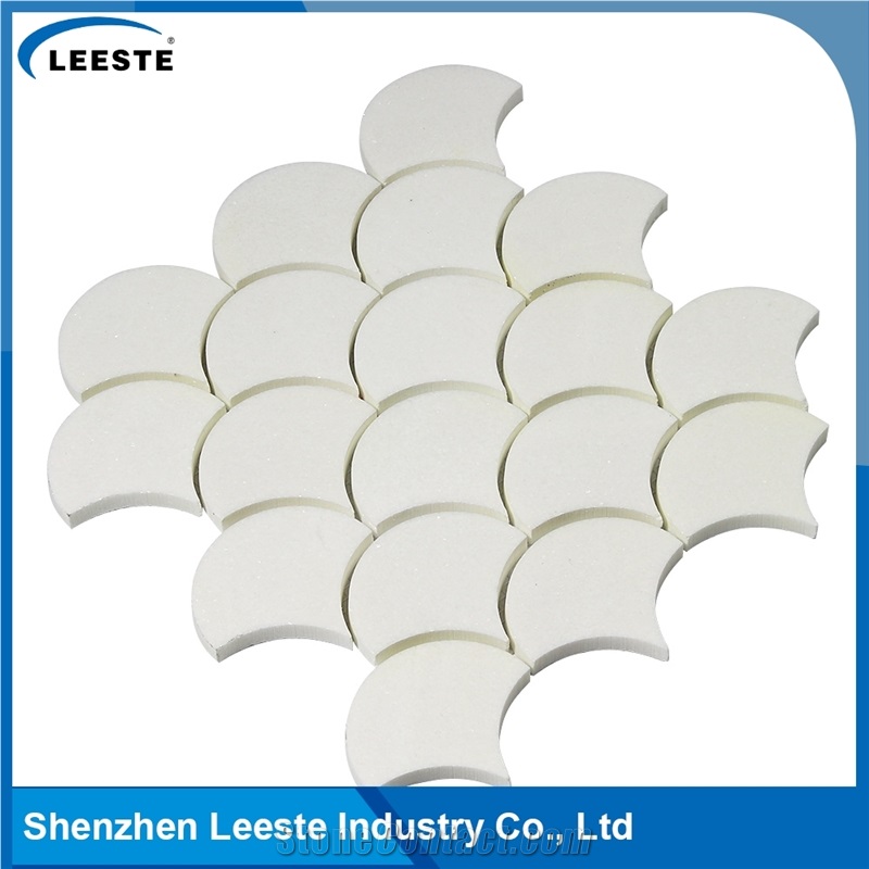 Building Materials Polished Fan Shape Pattern Thassos Marble Tile