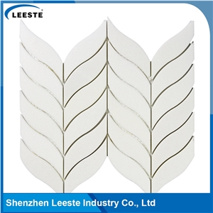 Building Materials Polished Fish Bone Pattern Thassos Marble Tile