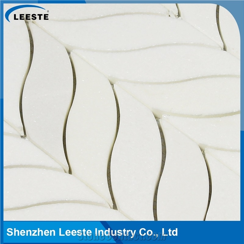 Building Materials Polished Fish Bone Pattern Thassos Marble Tile