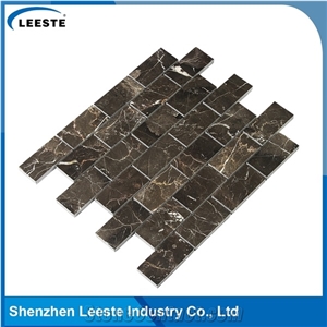 Chinese Dark Emperador Marble Polished Brick Marble Mosaic Tiles