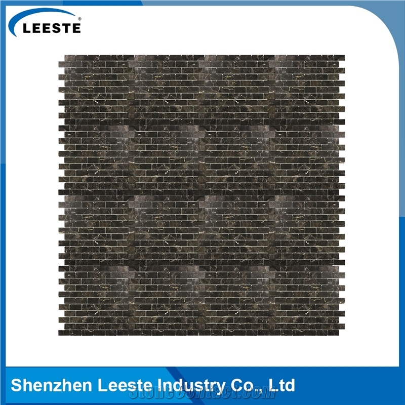 Chinese Dark Emperador Marble Polished Brick Marble Mosaic Tiles