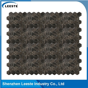 Chinese Dark Emperador Marble Polished Hexagon Marble Mosaic Tiles