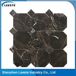 Chinese Dark Emperador Marble Polished Octagon Marble Mosaic Tiles