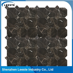 Chinese Dark Emperador Marble Polished Octagon Marble Mosaic Tiles