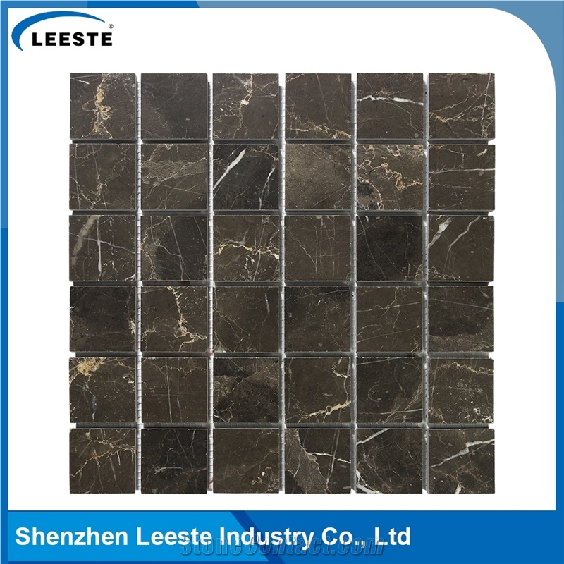 Chinese Dark Emperador Marble Polished Square Marble Mosaic Tiles