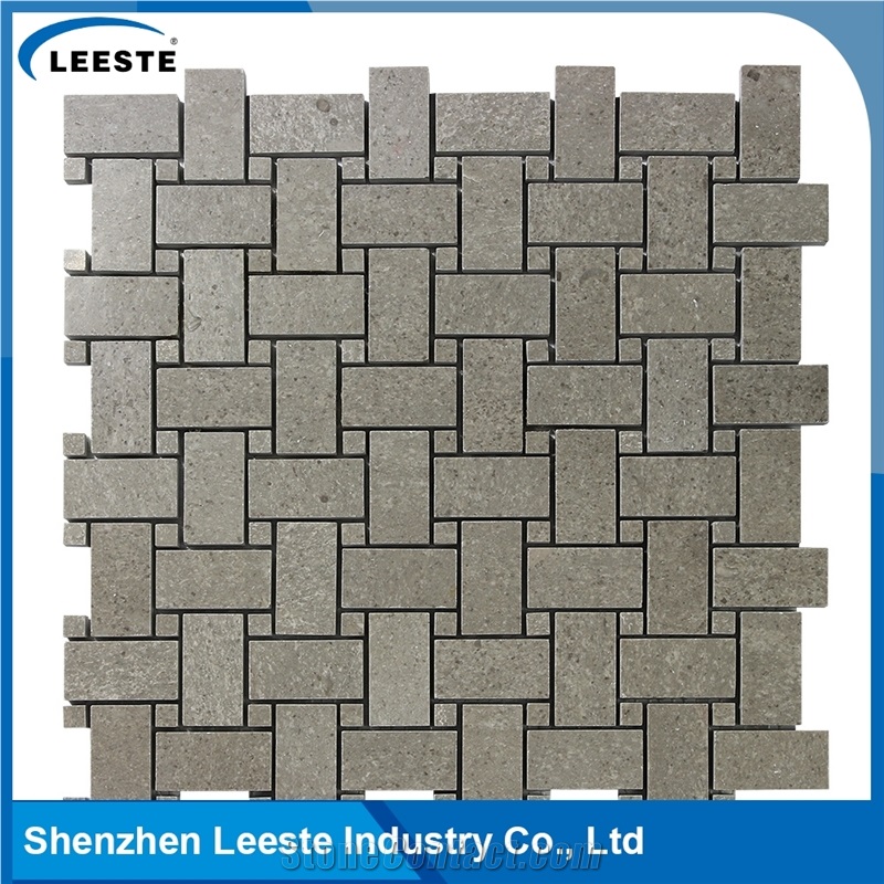 Cinderalla Grey Marble Polished Basketweave Marble Mosaic Tiles