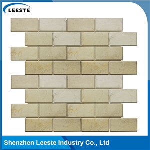 Crema Marfil Marble Polished Bevelled Brick Marble Mosaic Tiles