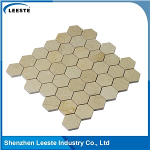 Crema Marfil Marble Polished Hexagon 2"X2"Mm Marble Mosaic Tiles