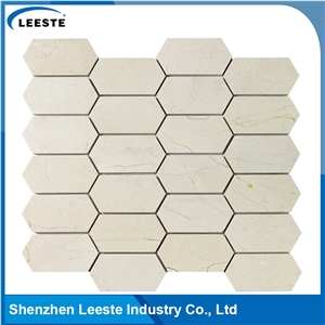 Crema Marfil Marble Polished Long Hexagon Marble Mosaic Tiles