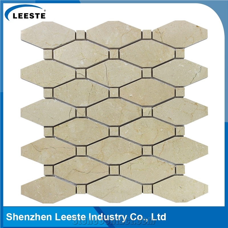Crema Marfil Marble Polished Long Octagon Marble Mosaic Tiles