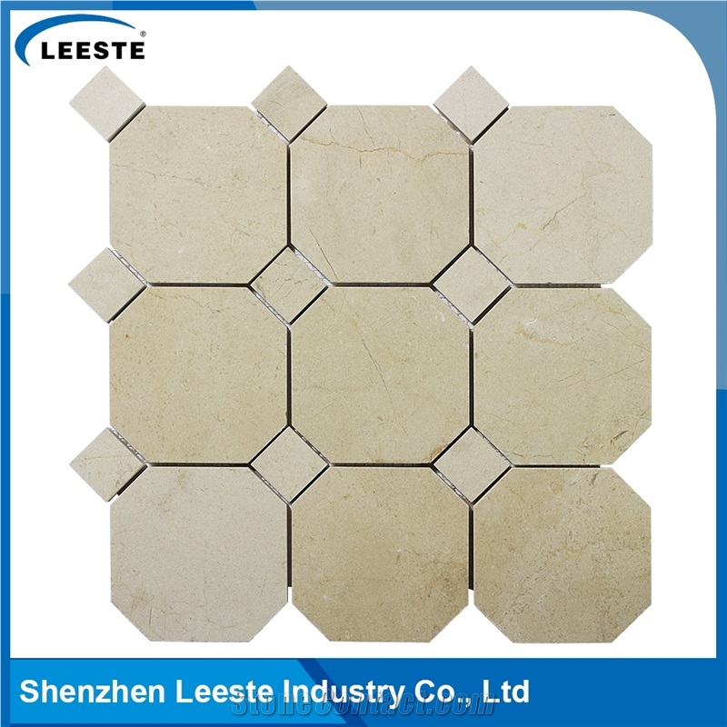 Crema Marfil Marble Polished Octagon Marble Mosaic Tiles
