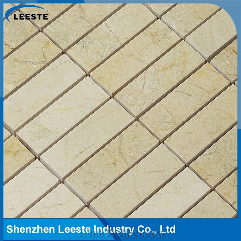 Crema Marfil Marble Polished Rectangle Stacked Marble Mosaic Tiles
