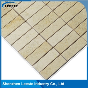Crema Marfil Marble Polished Rectangle Stacked Marble Mosaic Tiles