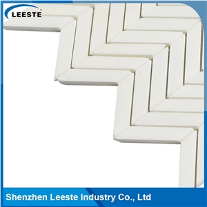 Made in China Herringbone Pattern Royal White Marble Mosaic Tiles