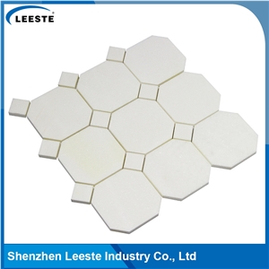 Natural White Polished Octagon with Dot Thassos Marble Mosaic Tile