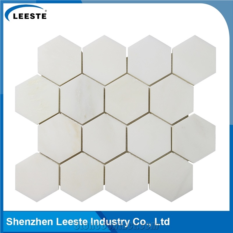 Professional Design Hexagon Pattern Royal White Marble Mosaic