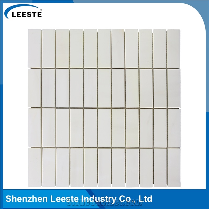 Rectangle Stacked Pattern Royal White Marble Mosaic Tile