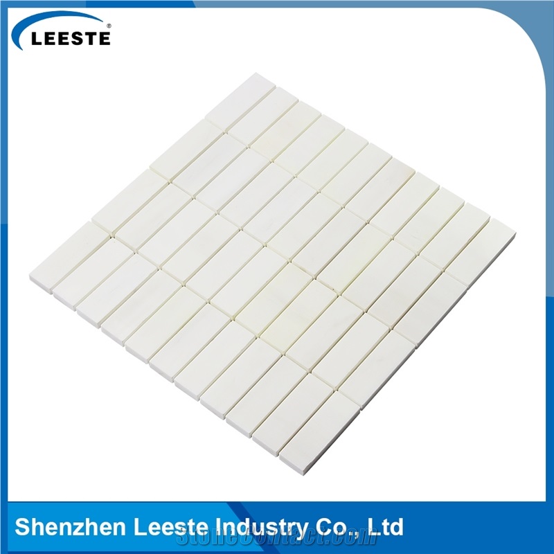 Rectangle Stacked Pattern Royal White Marble Mosaic Tile