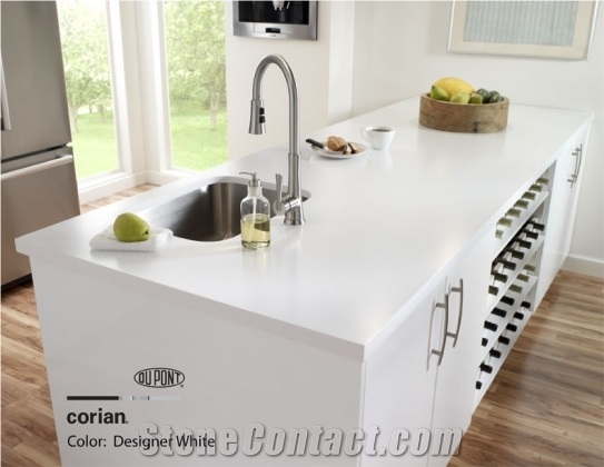 Corian Solid Surface Designer White Kitchen Countertop From