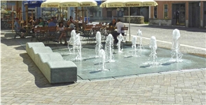 Interactive Fountain with Bench