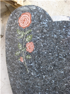 Engraved Granite Headstones, Cross, Heart, Ross and Flowers