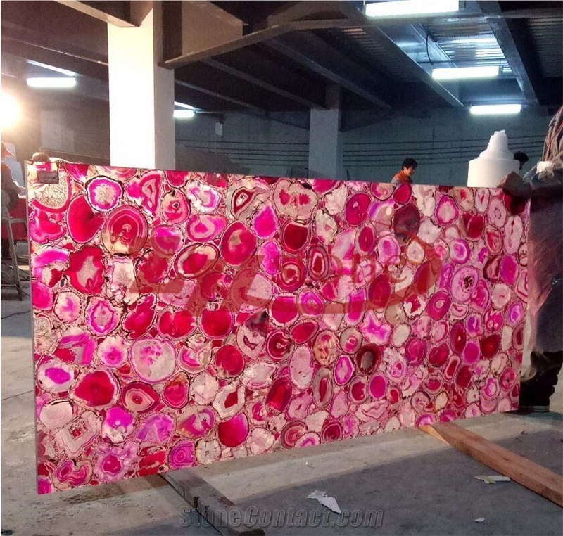 Red Agate Semiprecious Stone Slabs for Wall Covering