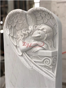 White Marble Sleeping Angel Tombstone Angel Monument