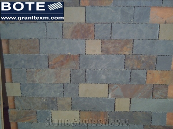 China Black Rustic Slate Mosaic Tile Split Face Wall or Floor Decor