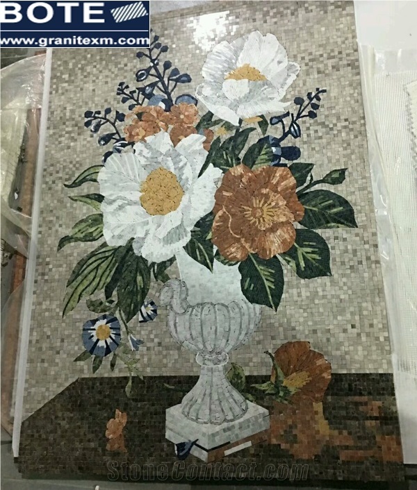 Mosaic Medallion Flower Design Carpet Square Medallions