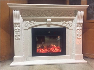 Beige Marble Handcarved Fireplace