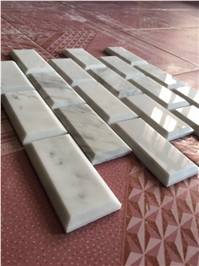 Bevelled Edge Beige Marble Mosaic, Joint Bevelled Mosaic