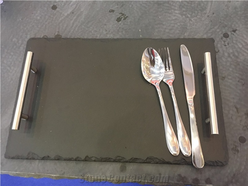 Black Slate Plate Kitchen Utensils Serving Plates Tray