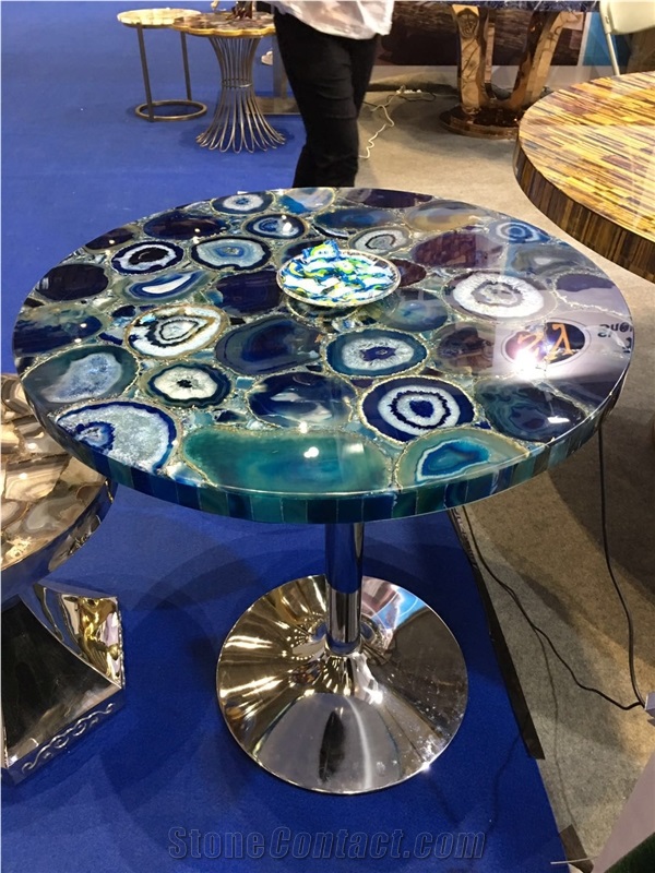 Blue Agate Luxury Table Top Coffee Bar Table Tops Design Top