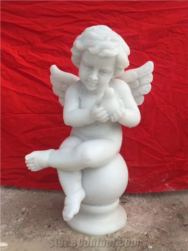 Child Angel Sculpture,Children Marble Stone Carving,Small Angel Statue
