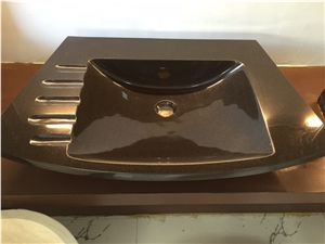 China Black Polished Granite Washbasin,Washsink,Round Bathroom Sink