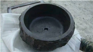 China Blue Limestone Sink Bathroom Basin Round Stone Wash Basin