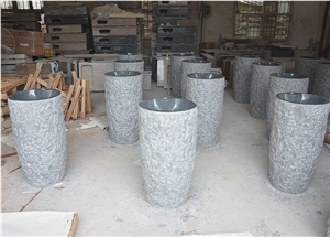China Dark Gr Granite G654 Split Finish Pedestal Sinks,Wash Basins