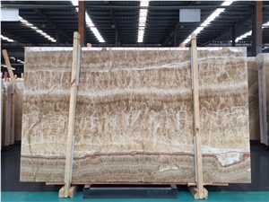 China Yellow Honey Onyx Big Slabs Polished Slab for Wall Cladding